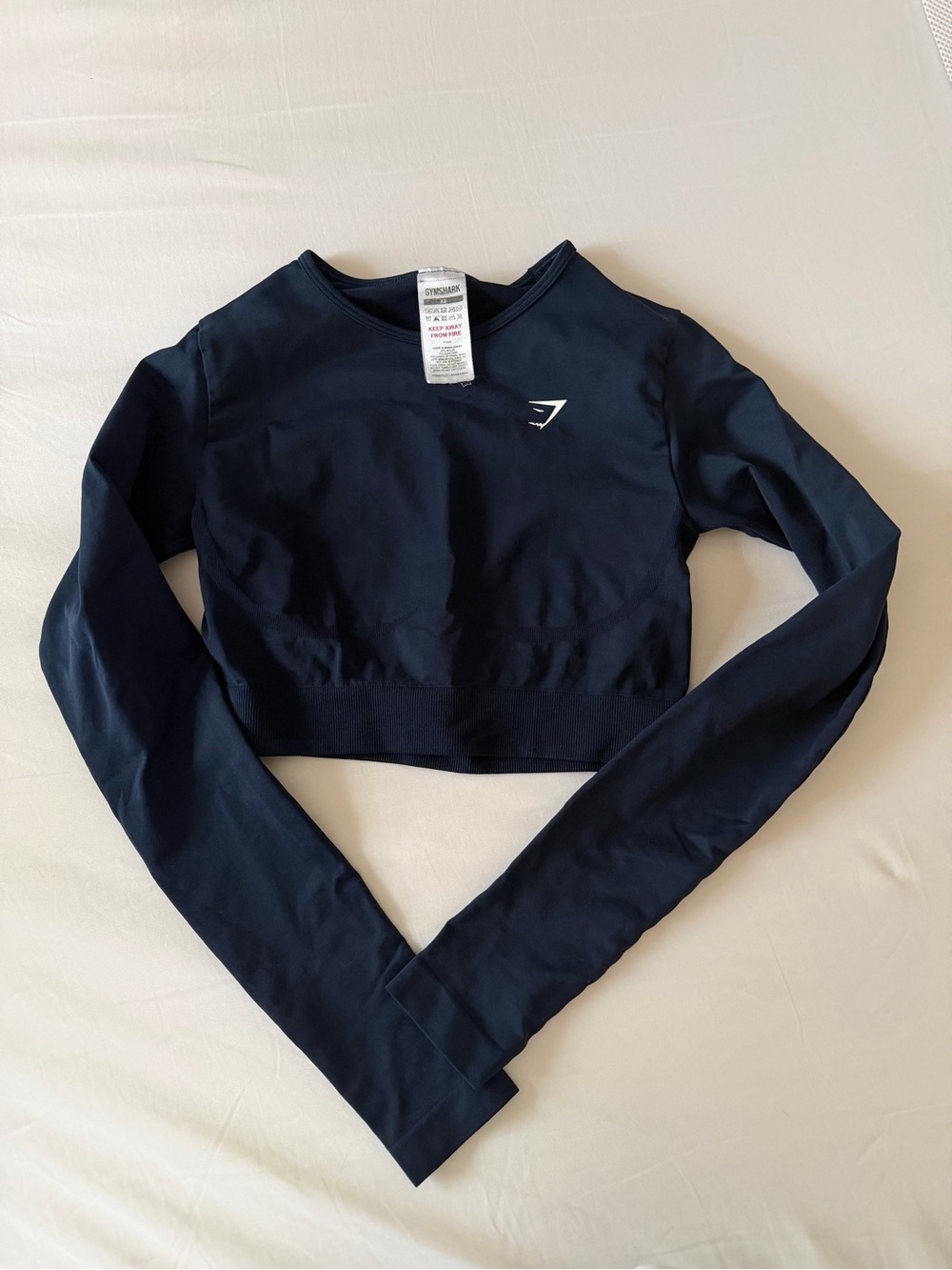 Gymshark Navy Long Sleeve Cropped Athletic Top
